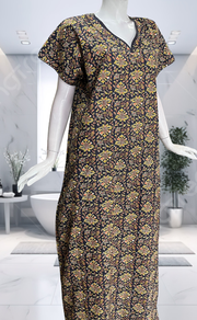 Navy Blue Garden Pure Cotton Nighty. Pure Durable Cotton | Laces and Frills - Laces and Frills