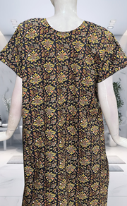Navy Blue Garden Pure Cotton Nighty. Pure Durable Cotton | Laces and Frills - Laces and Frills