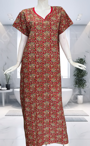 Red Garden Pure Cotton Nighty. Pure Durable Cotton | Laces and Frills - Laces and Frills
