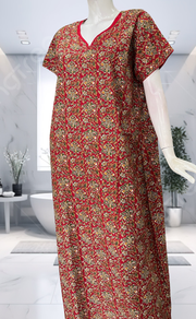 Red Garden Pure Cotton Nighty. Pure Durable Cotton | Laces and Frills - Laces and Frills