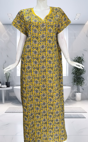 Yellow Garden Pure Cotton Nighty. Pure Durable Cotton | Laces and Frills - Laces and Frills
