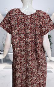 Maroon Garden Pure Cotton Nighty. Pure Durable Cotton | Laces and Frills - Laces and Frills