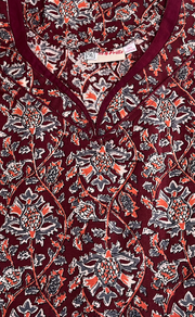 Maroon Garden Pure Cotton Nighty. Pure Durable Cotton | Laces and Frills - Laces and Frills