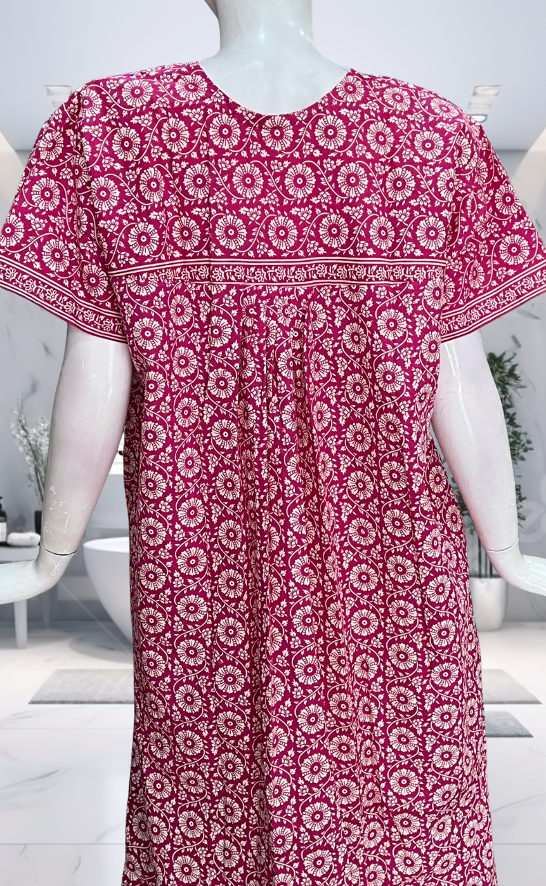 Pink Garden Pure Cotton Nighty. Pure Durable Cotton | Laces and Frills
