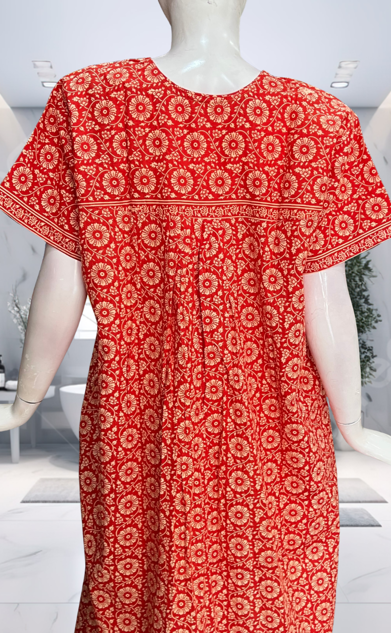 Orange Garden Pure Cotton Nighty. Pure Durable Cotton | Laces and Frills