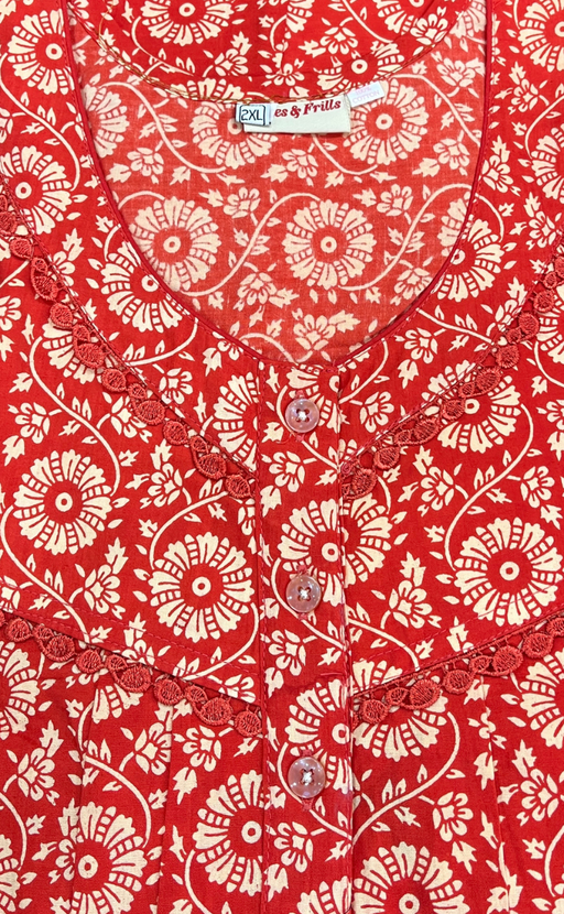Orange Garden Pure Cotton Nighty. Pure Durable Cotton | Laces and Frills - Laces and Frills