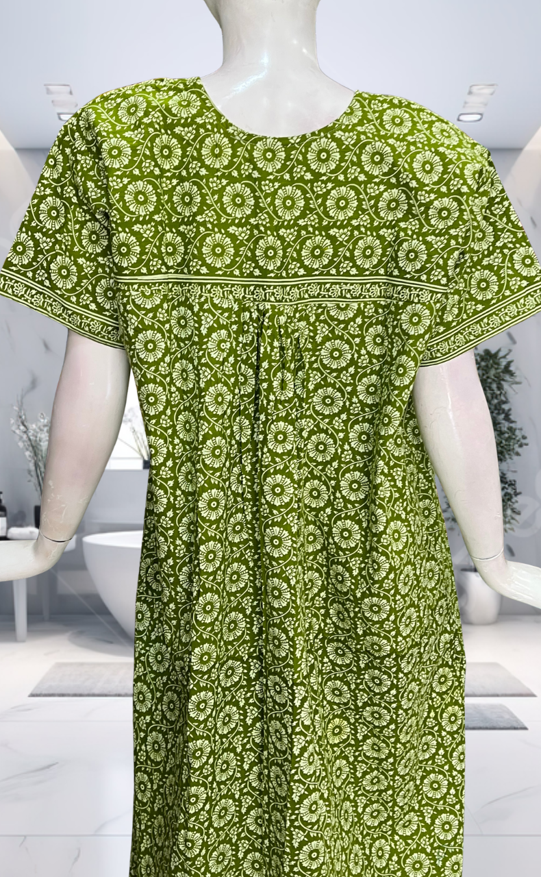 Green Garden Pure Cotton Nighty. Pure Durable Cotton | Laces and Frills