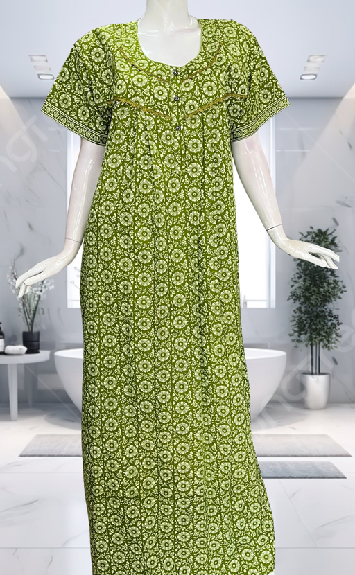 Green Garden Pure Cotton Nighty. Pure Durable Cotton | Laces and Frills - Laces and Frills