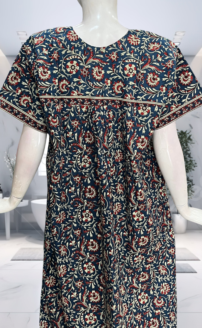 Blue Garden Pure Cotton Nighty. Pure Durable Cotton | Laces and Frills
