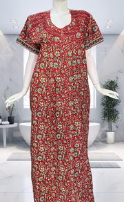 Red Garden Pure Cotton Nighty. Pure Durable Cotton | Laces and Frills - Laces and Frills