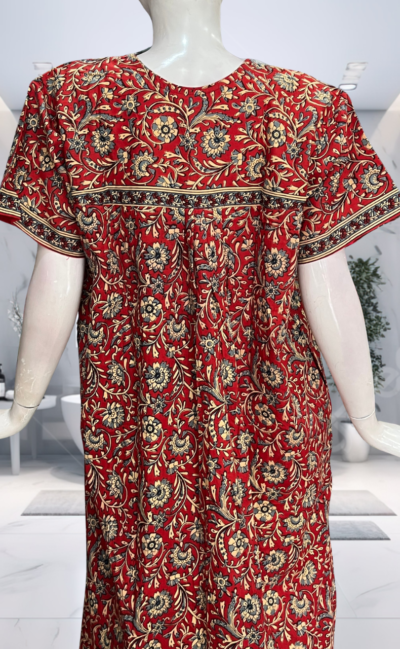 Red Garden Pure Cotton Nighty. Pure Durable Cotton | Laces and Frills - Laces and Frills