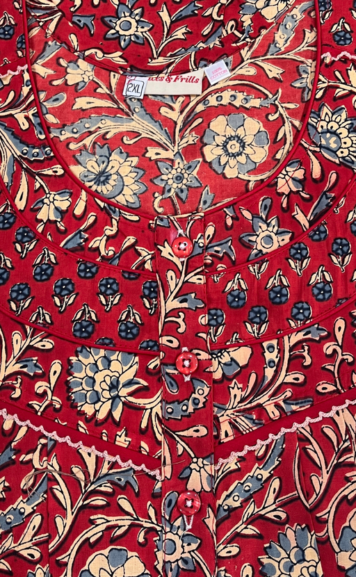 Red Garden Pure Cotton Nighty. Pure Durable Cotton | Laces and Frills - Laces and Frills