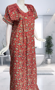 Red Garden Pure Cotton Nighty. Pure Durable Cotton | Laces and Frills - Laces and Frills