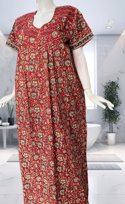 Red Garden Pure Cotton Nighty. Pure Durable Cotton | Laces and Frills - Laces and Frills