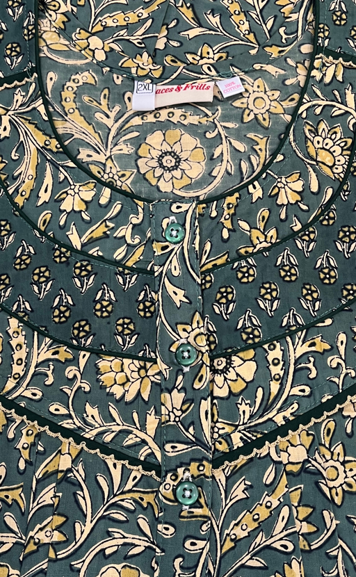 Green Garden Pure Cotton Nighty. Pure Durable Cotton | Laces and Frills - Laces and Frills