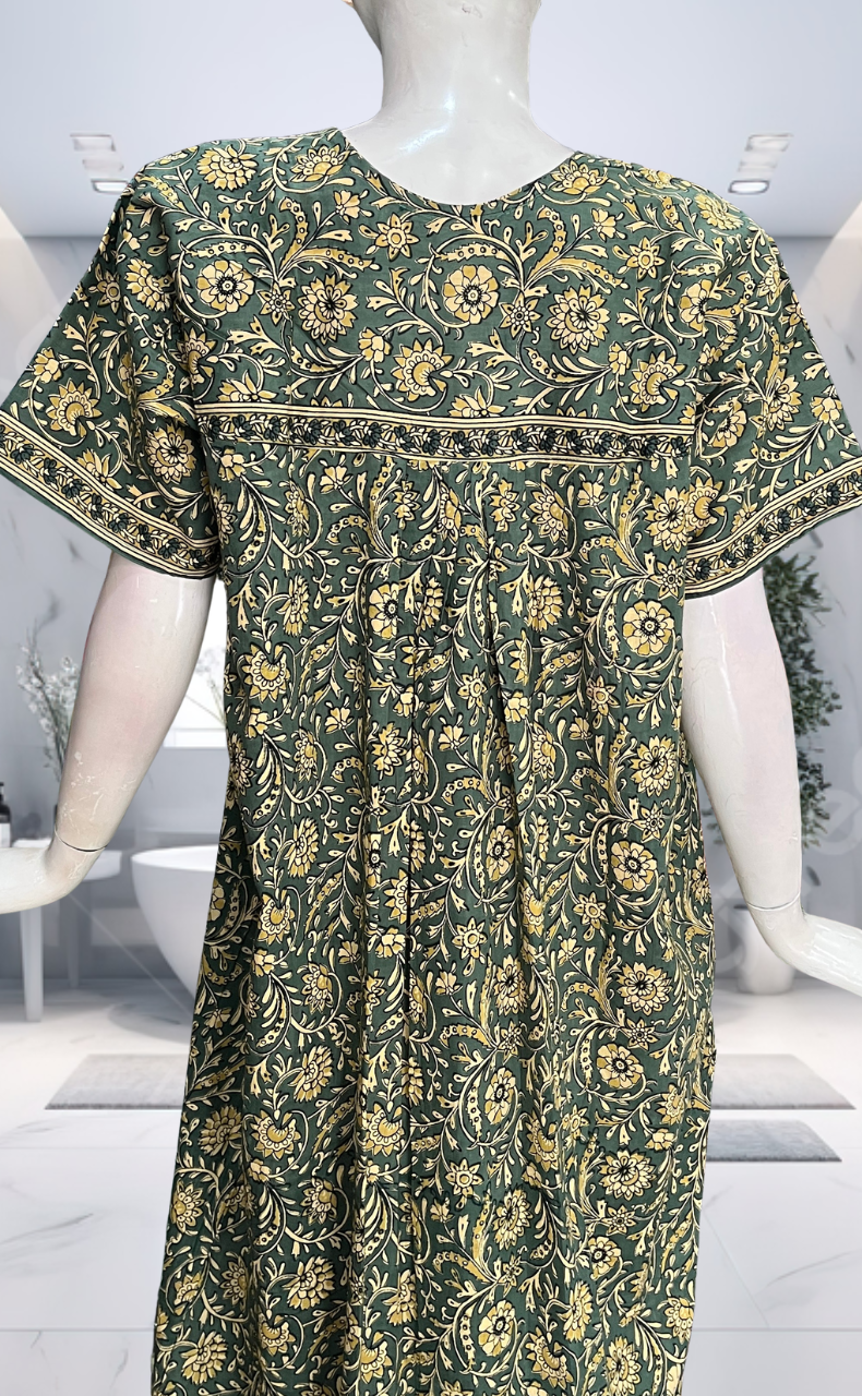 Green Garden Pure Cotton Nighty. Pure Durable Cotton | Laces and Frills