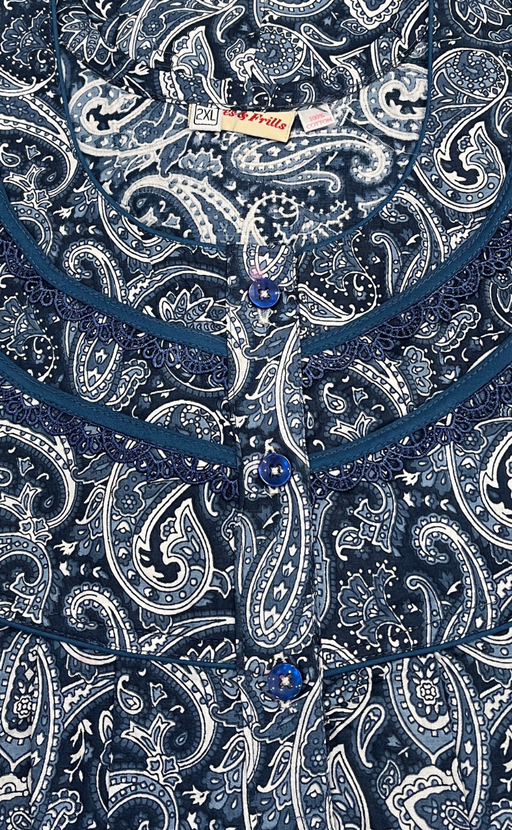 Blue Paisley Print Pure Cotton Nighty. Pure Durable Cotton | Laces and Frills - Laces and Frills