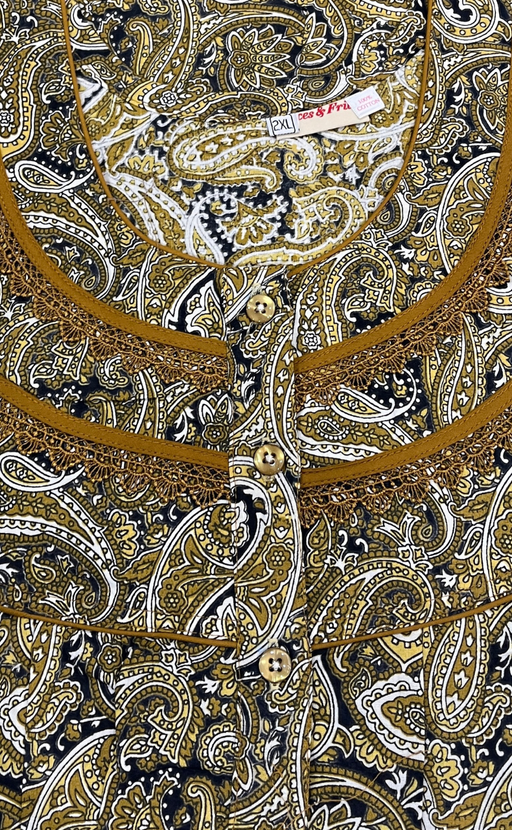 Mustard Paisley Print Pure Cotton Nighty. Pure Durable Cotton | Laces and Frills - Laces and Frills