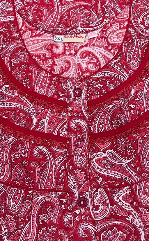 Red Paisley Print Pure Cotton Nighty. Pure Durable Cotton | Laces and Frills - Laces and Frills