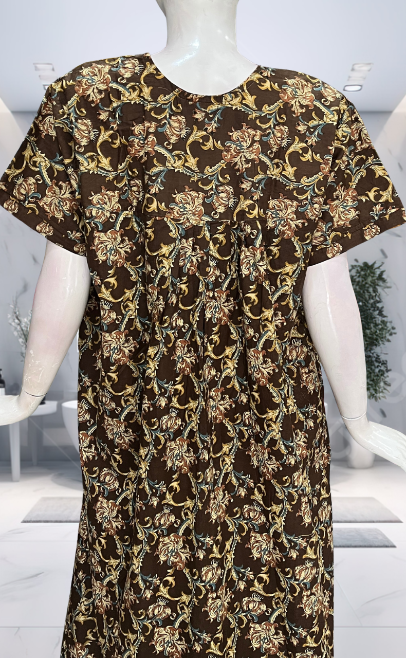 Brown Garden Pure Cotton Nighty. Pure Durable Cotton | Laces and Frills