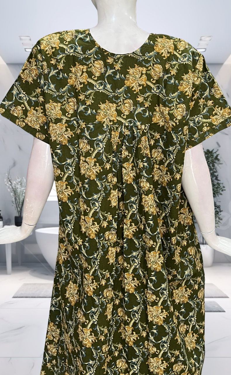 Green Garden Pure Cotton Nighty. Pure Durable Cotton | Laces and Frills - Laces and Frills
