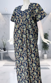 Blue Garden Pure Cotton Nighty. Pure Durable Cotton | Laces and Frills - Laces and Frills