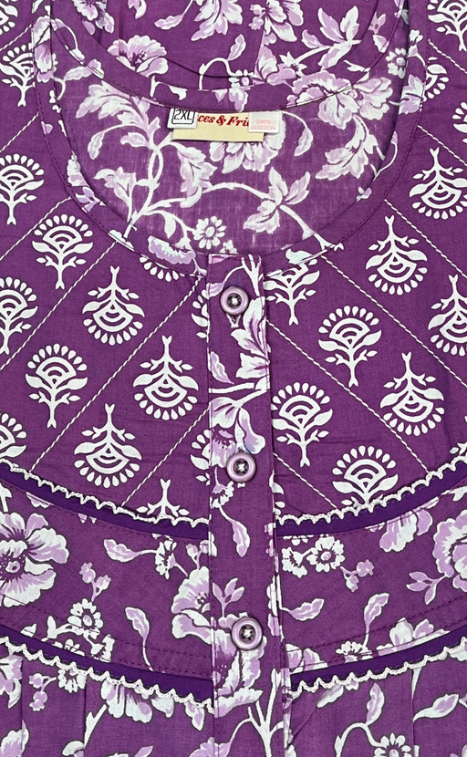 Lavender Garden Pure Cotton Nighty. Pure Durable Cotton | Laces and Frills - Laces and Frills