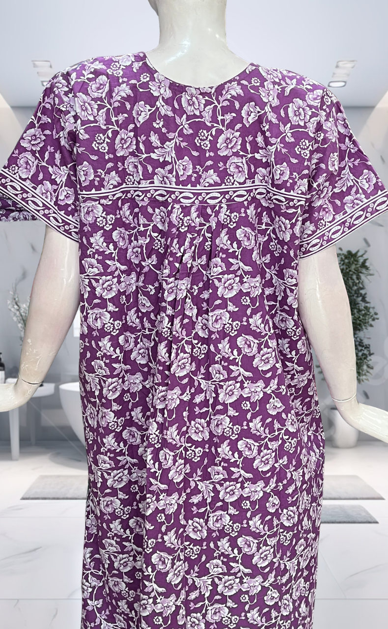Lavender Garden Pure Cotton Nighty. Pure Durable Cotton | Laces and Frills