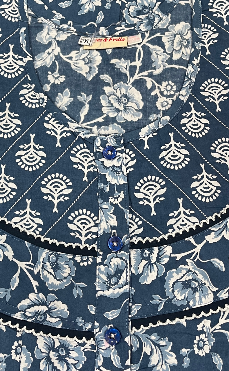 Grey Garden Pure Cotton Nighty. Pure Durable Cotton | Laces and Frills