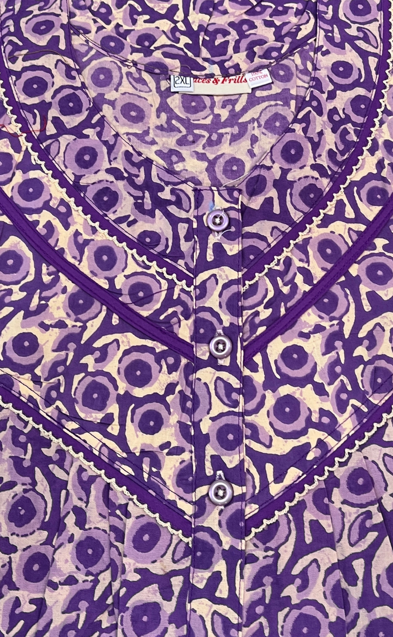 Lavender Floral Pure Cotton Nighty. Pure Durable Cotton | Laces and Frills