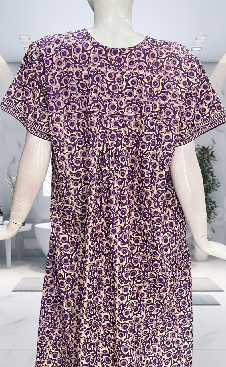 Lavender Floral Pure Cotton Nighty. Pure Durable Cotton | Laces and Frills