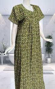 Green Floral Pure Cotton Nighty. Pure Durable Cotton | Laces and Frills - Laces and Frills