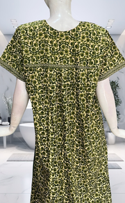 Green Floral Pure Cotton Nighty. Pure Durable Cotton | Laces and Frills - Laces and Frills