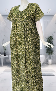 Green Floral Pure Cotton Nighty. Pure Durable Cotton | Laces and Frills - Laces and Frills