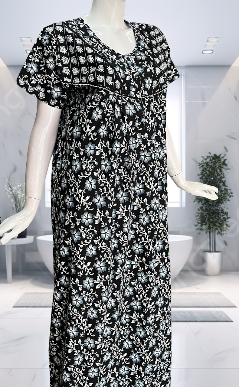 Black Garden Pure Cotton Nighty. Pure Durable Cotton | Laces and Frills