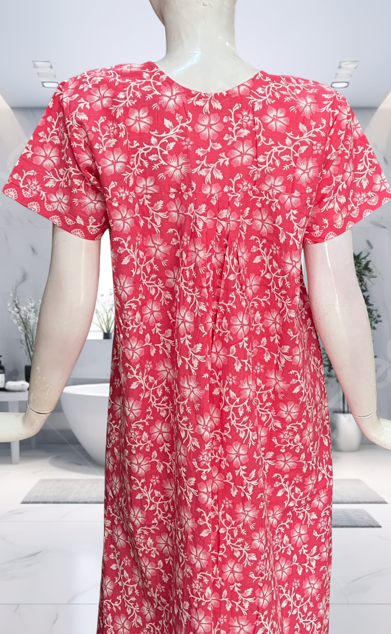 Pink Garden Pure Cotton Nighty. Pure Durable Cotton | Laces and Frills