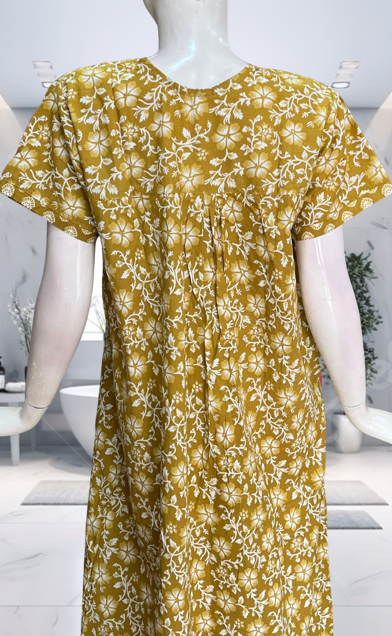 Mustard Garden Pure Cotton Nighty. Pure Durable Cotton | Laces and Frills