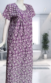 Lavender Garden Pure Cotton Nighty. Pure Durable Cotton | Laces and Frills - Laces and Frills