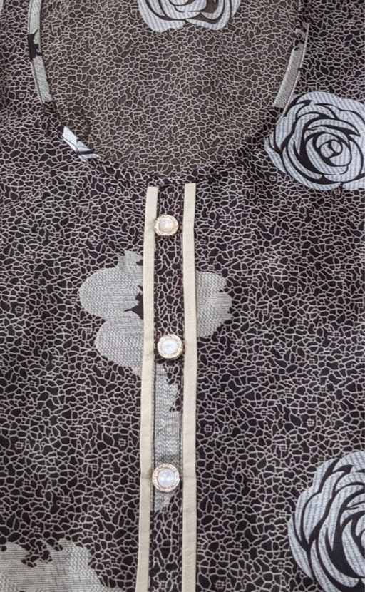 Brown Floral Satin Nighty. Soft Silky Satin | Laces and Frills - Laces and Frills