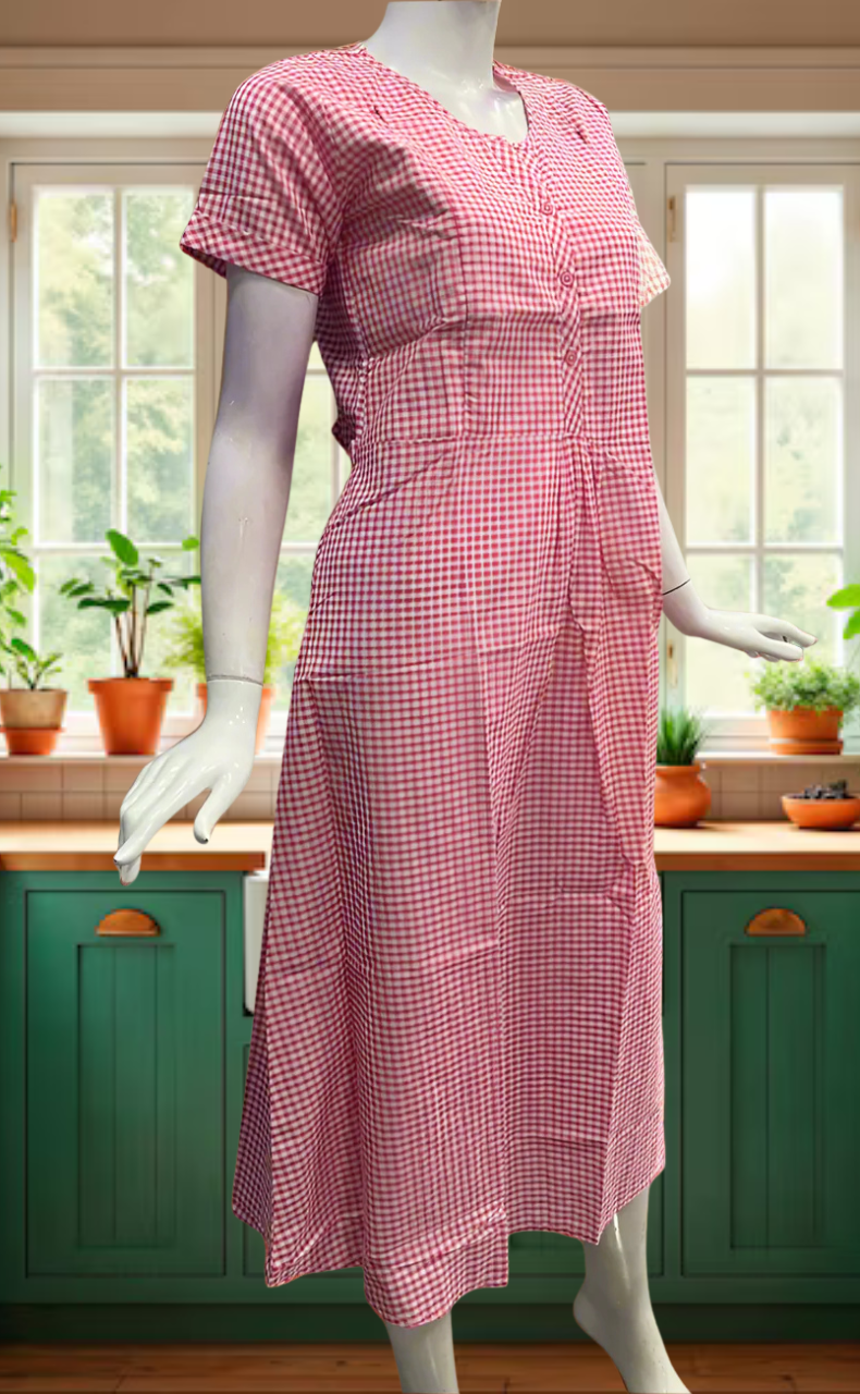 Pink Checks Soft Cotton Feeding Nursing Nighty. Soft Breathable Fabric | Laces and Frills - Laces and Frills