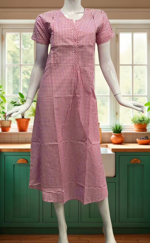 Pink Checks Soft Cotton Feeding Nursing Nighty. Soft Breathable Fabric | Laces and Frills - Laces and Frills