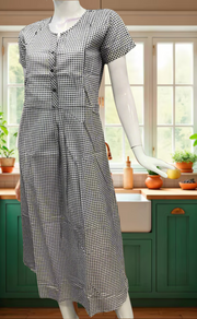 Black Checks Soft Cotton Feeding Nursing Nighty. Soft Breathable Fabric | Laces and Frills - Laces and Frills