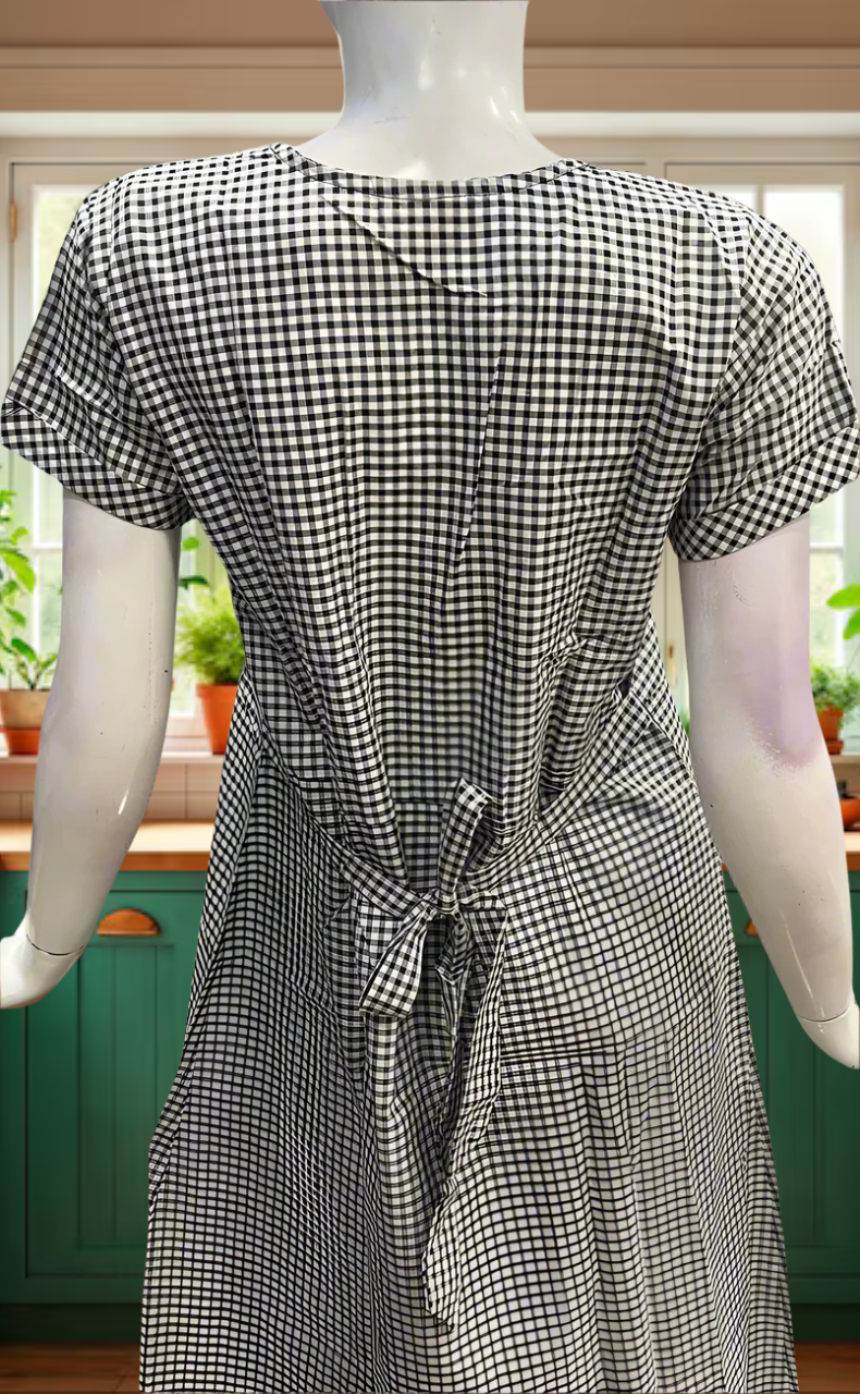 Black Checks Soft Cotton Feeding Nursing Nighty. Soft Breathable Fabric | Laces and Frills - Laces and Frills