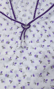 White/Lavender Floral Soft Cotton Nighty. Soft Breathable Fabric | Laces and Frills - Laces and Frills