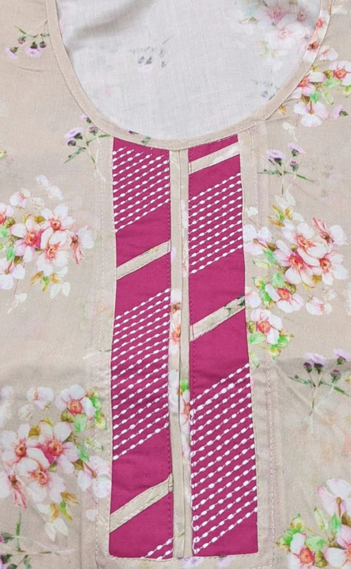 Beige Flora Rayon Nighty.  Flowy Rayon Fabric | Laces and Frills - Laces and Frills