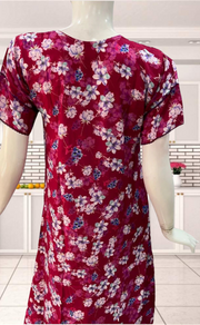 Plum Pink Flora Rayon Nighty.  Flowy Rayon Fabric | Laces and Frills - Laces and Frills