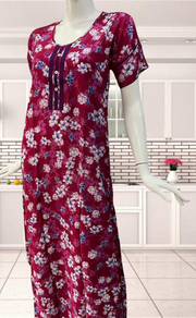 Plum Pink Flora Rayon Nighty.  Flowy Rayon Fabric | Laces and Frills - Laces and Frills