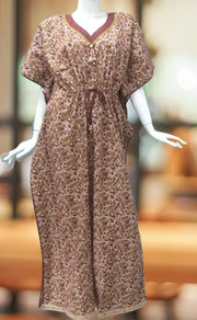 Maroon Floral Garden Pure Cotton Kaftan . Pure Durable Cotton | Laces and Frills - Laces and Frills