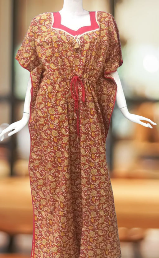 Red Wild Garden Pure Cotton Kaftan .Pure Durable Cotton | Laces and Frills - Laces and Frills