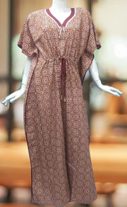 Maroon Chakra Pure Cotton Kaftan .Pure Durable Cotton | Laces and Frills - Laces and Frills